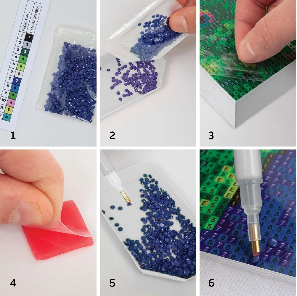 Crystal Creations Canvas White Tiger Cub - Over 7,250 crystals Applicator stylus Tray