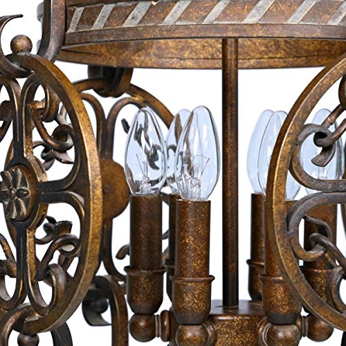 Round Heart Patches Chandelier - 6 Lights Bronze