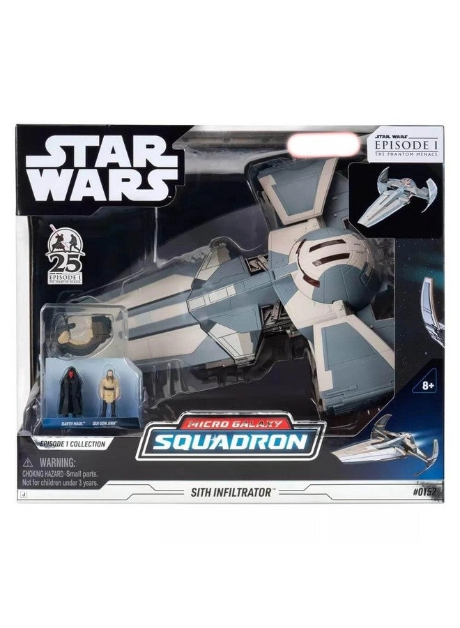 Star Wars Micro Galaxy Squadron Sith Infiltrator - 10-Inch Vehicle + Speeder - 2.5-Inch with Stand + Micro Figure Accessories - Two 1-Inch