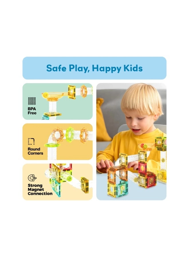 Magnetic Marble Run with Launcher - 80 pcs