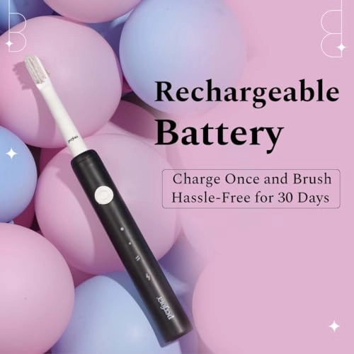 Rechargeable Electric Toothbrush - 1 Brush Head 30,000 Vibrations Tuxedo Black