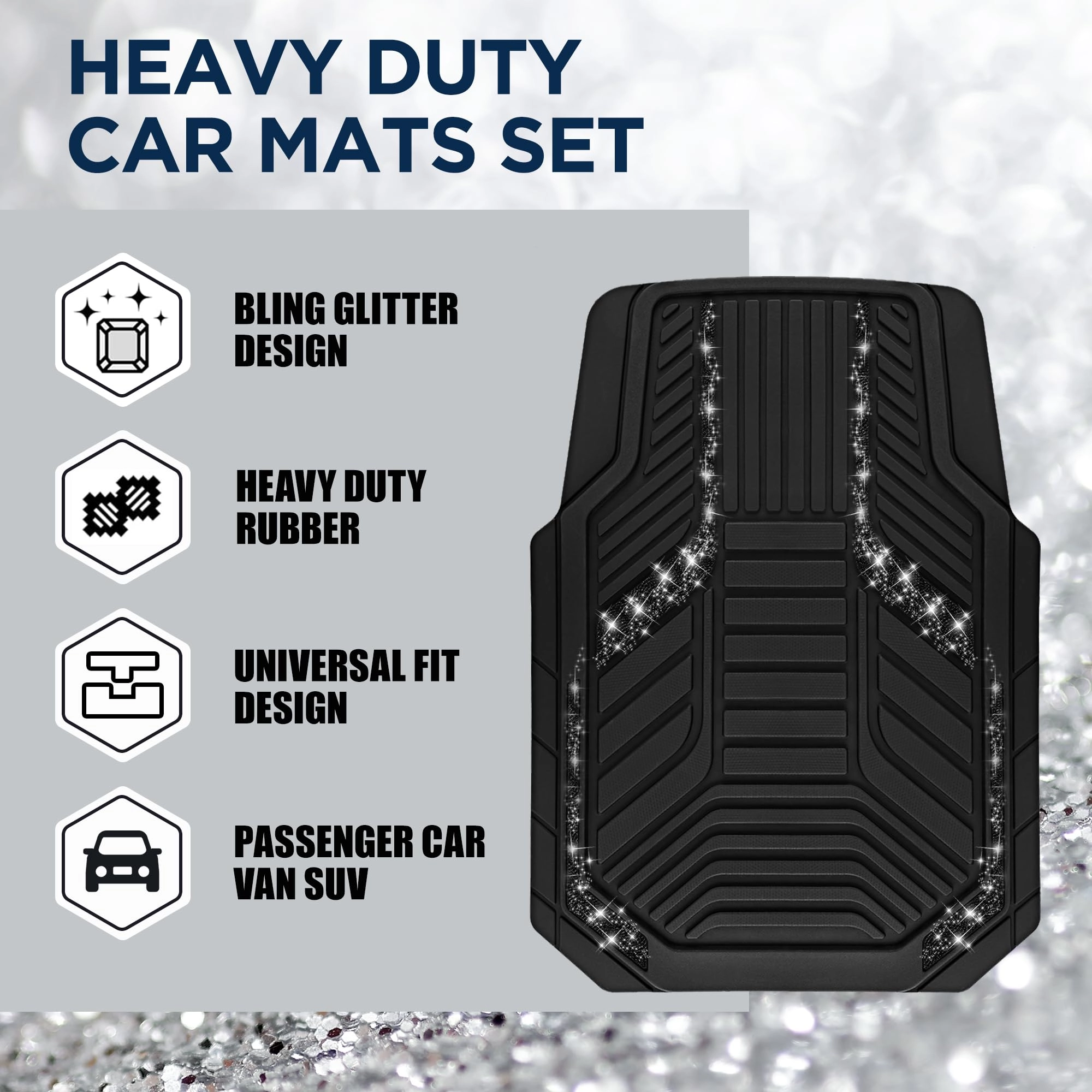 Heavy Duty Rubber Floor Mats - Pink Universal Fit