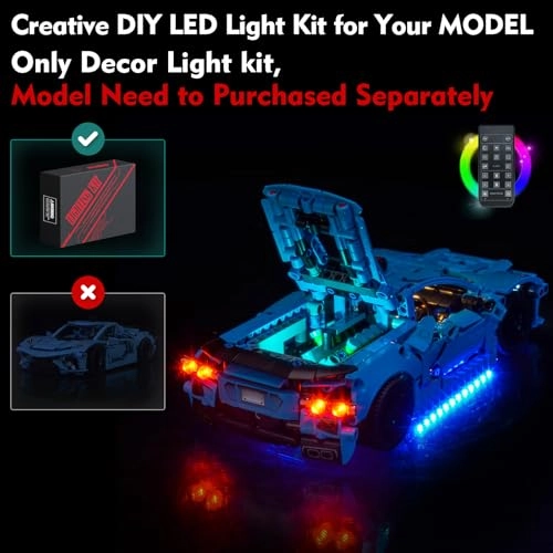 Light kit for LEGO Chevrolet Corvette Stingray 42217 - RC Version LED Lighting