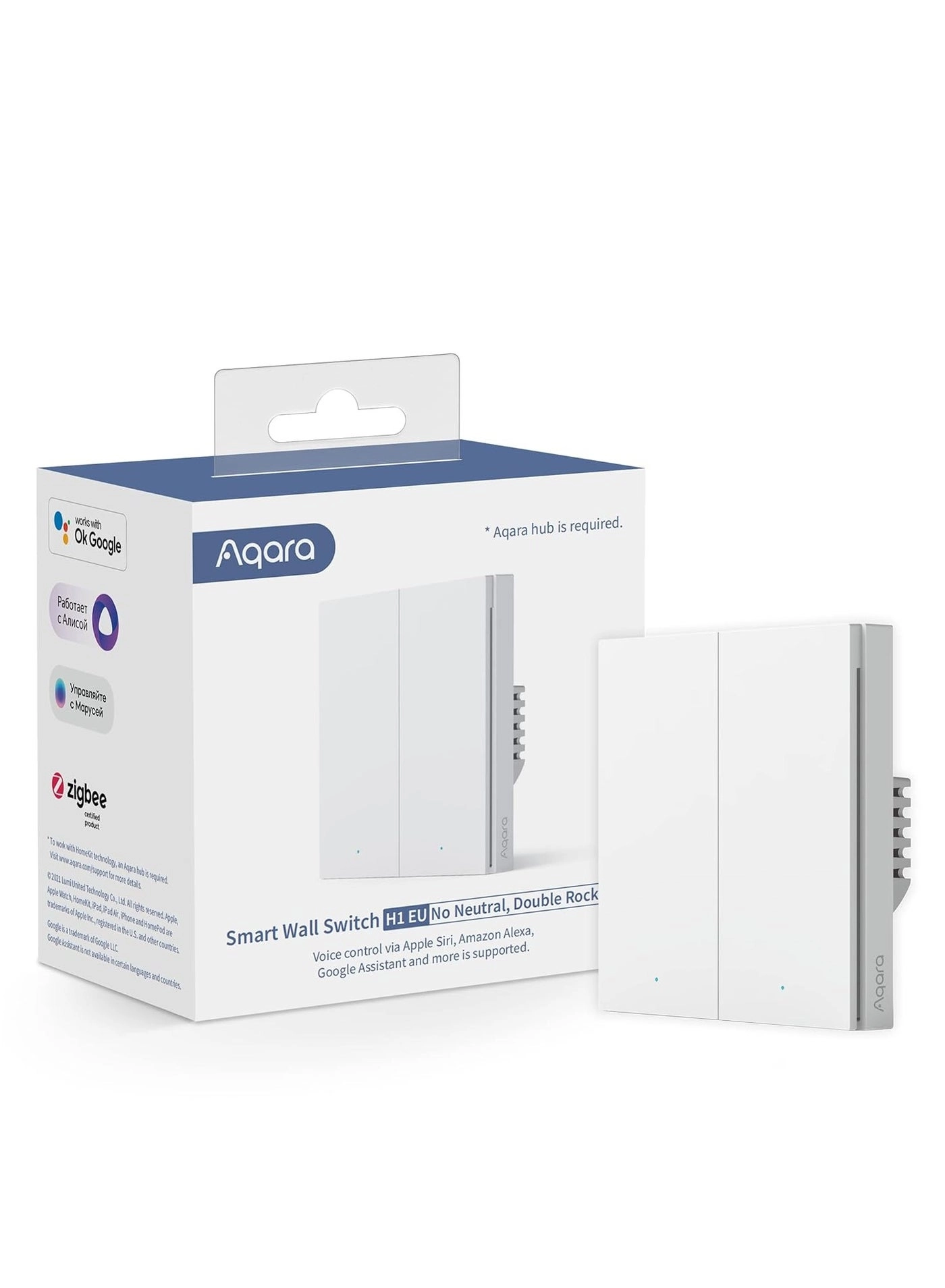 Double Rocker Smart Wall Switch - Zigbee 3.0 Wi-Fi