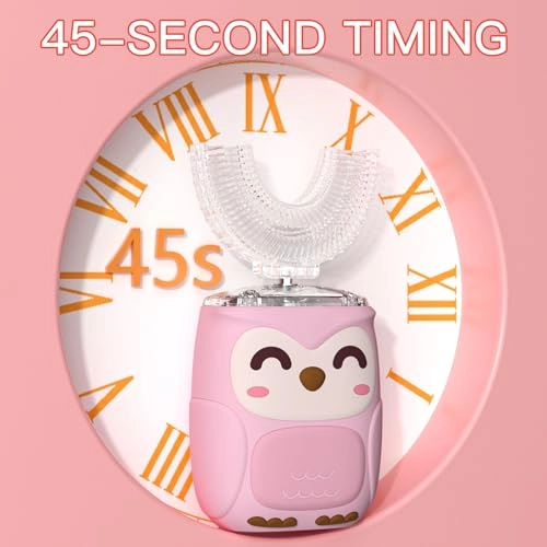 U Shaped Toothbrush - Kids Sonic IPX7 360 Degree 4 Brush Heads