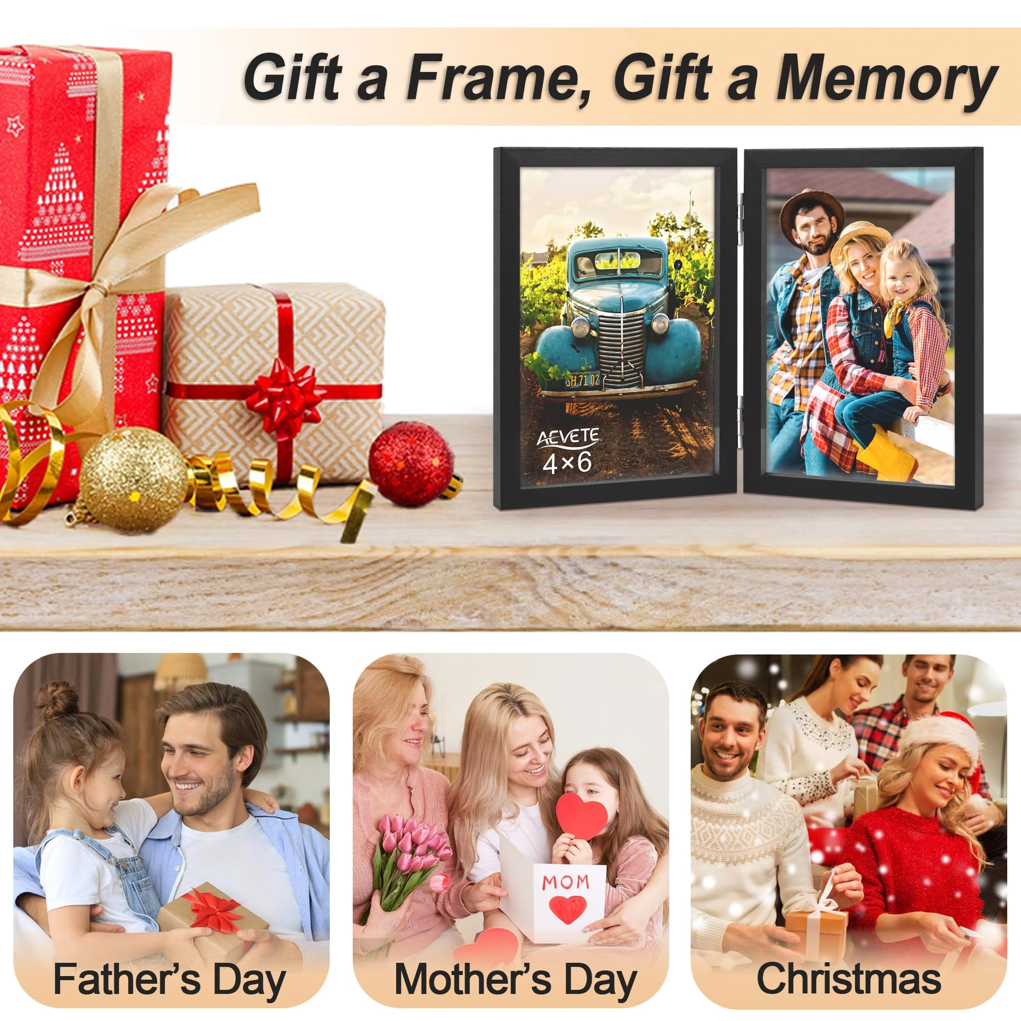 Double Picture Frame - 4x6 in two