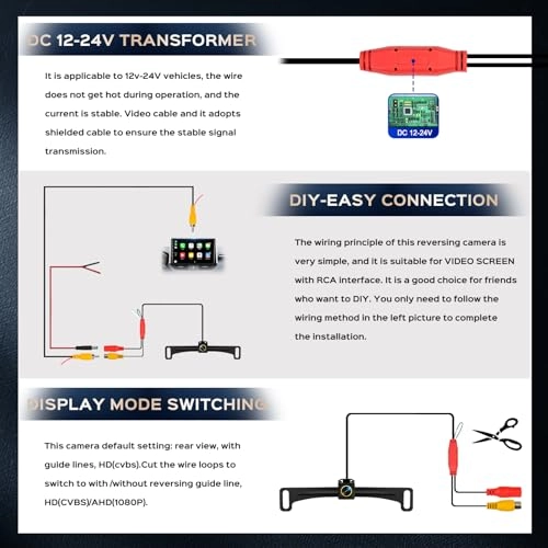 License Plate Backup Camera - Night Vision RCA 1080P