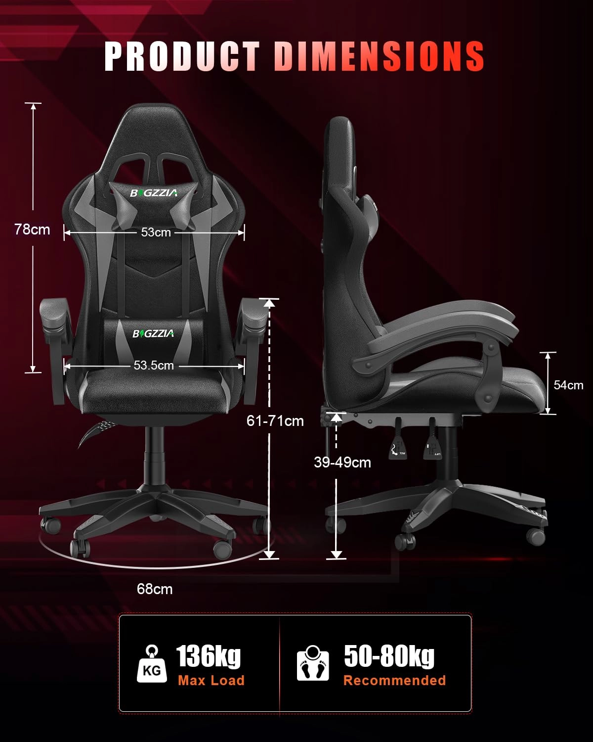white LED gaming chair - RGB Reclining PU Leather