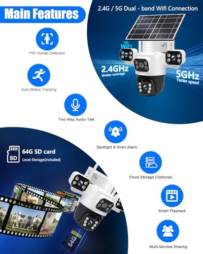 Solar 3-Lens Security Camera 2K