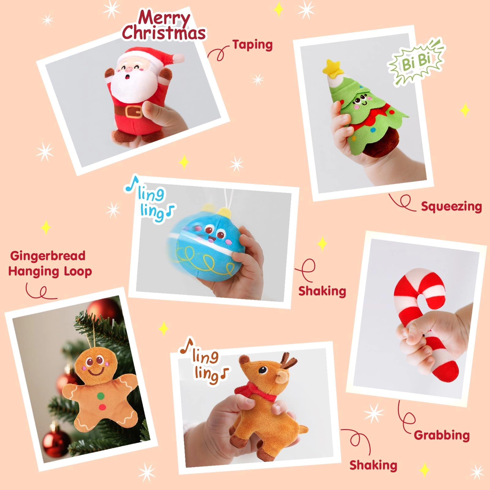 Musical & Sensory Plush Toy Set - 6-36 MONTHS Polyester Christmas 7