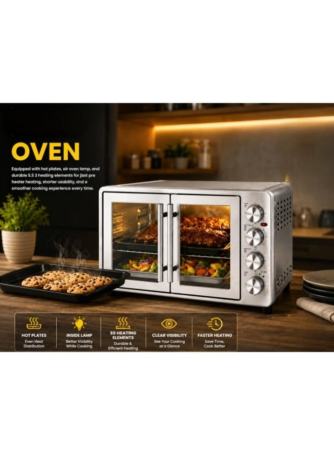 Electric Oven - Double Glass Doors Interior Light Fast Heating