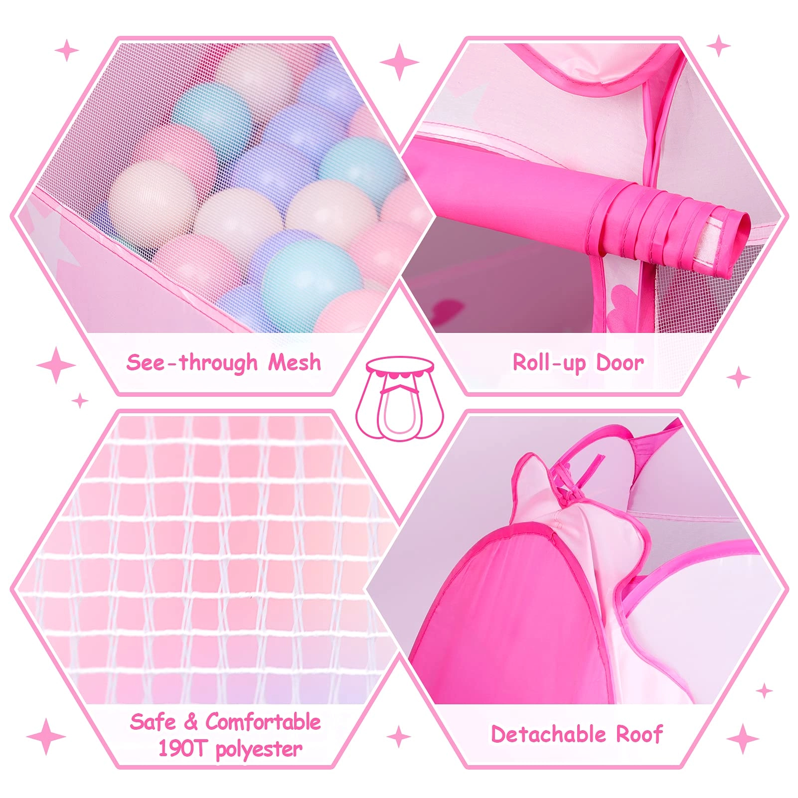 Princess Tent - 49 x 49 x 33 inches With Star Lights