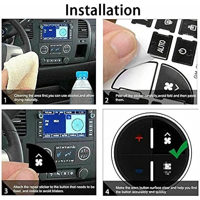 Ac Dash Button Stickers Repair Kit - For 20072015 Gm Gmc Chevy Tahoe Chevrolet 20092012 Buick Vehicle2Pcs