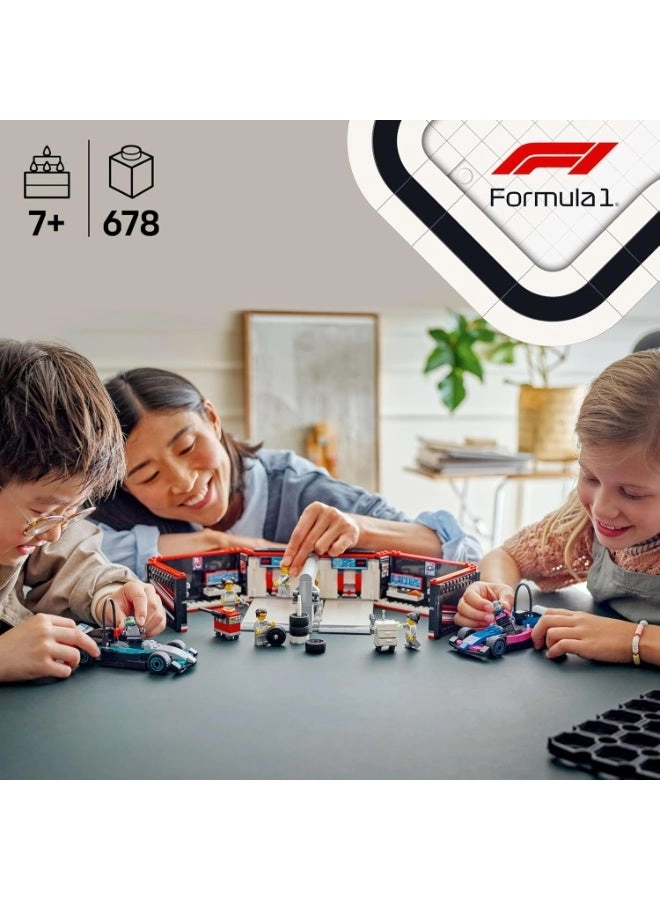 F1 Garage (60444) + Mercedes-AMG + Alpine Cars