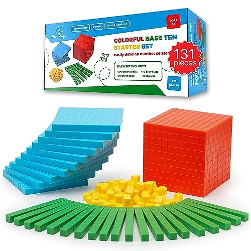 Simply magic Jumbo Magnetic Base Ten Blocks - 131 pieces Math