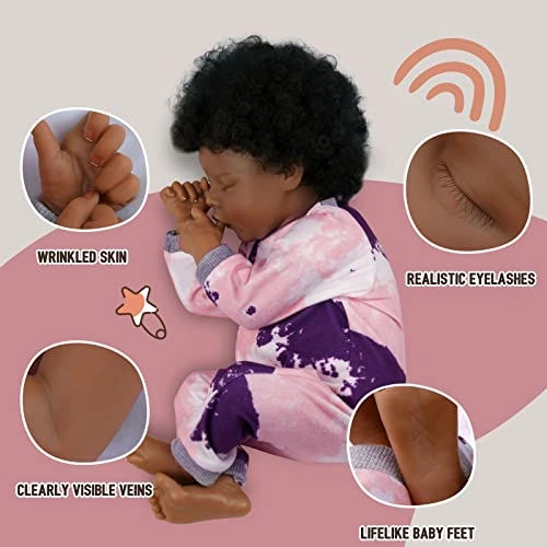 Reborn Baby Doll - 20 Inch Vinyl Cloth Body Black Ages 3+