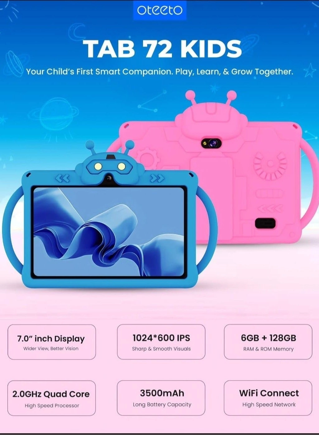 K6 Kids Tablet - 6GB 7 Inch 128GB