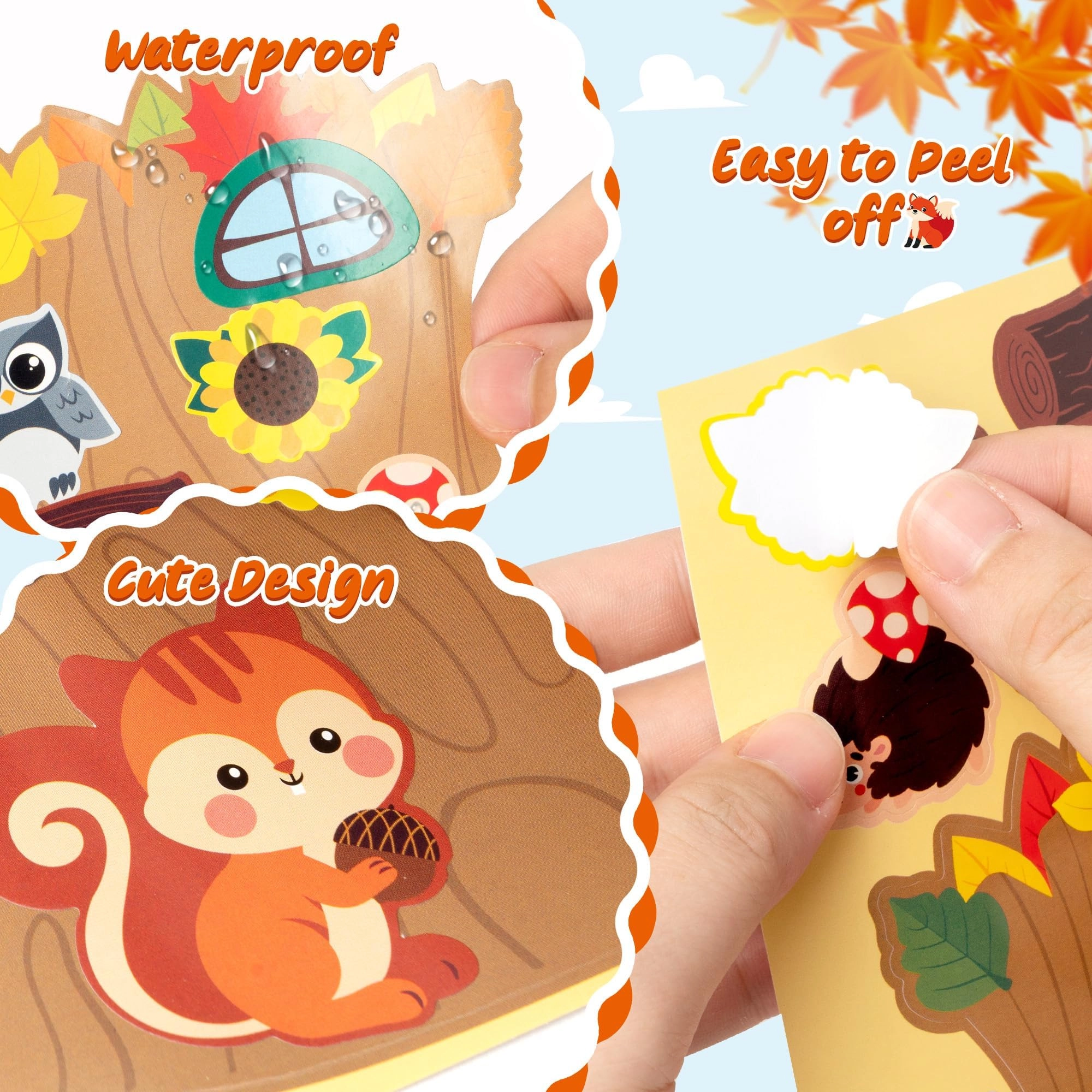 Fall Woodland Animal Face Stickers - 40PCS
