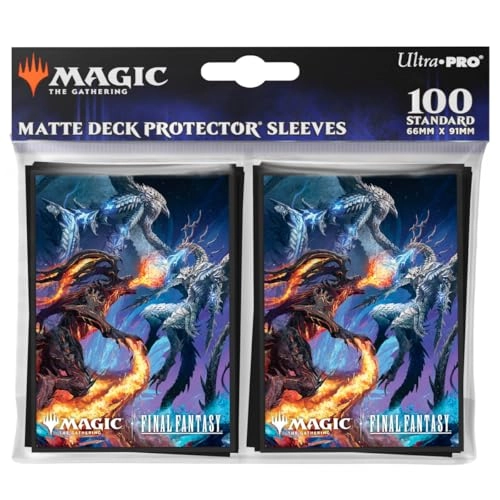 Ultra PRO Final Fantasy x Universes Beyond Bahamut and Ifrit Deck Protector Sleeves - 100pcs Gift Bundle