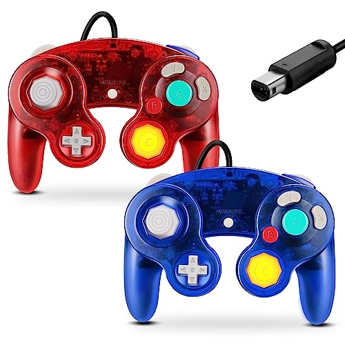 Gamecube Controller Classic - Clear Red Clear Blue Wii Nintendo Gamecube Pack