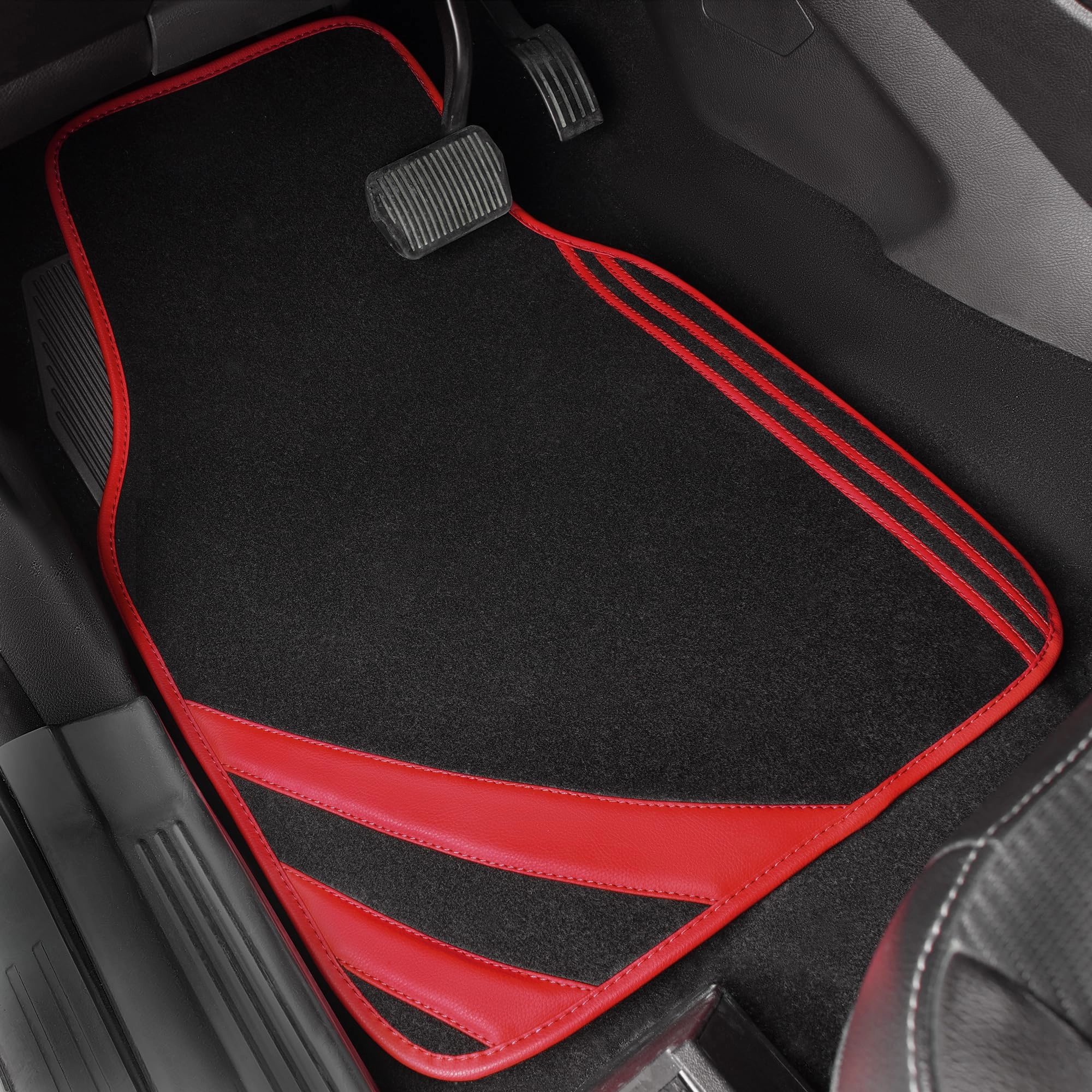 Faux Leather Car Mats - Blue Edge Universal Fit