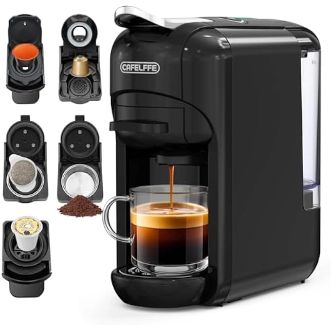 5-in-1 Automatic Capsule Coffee Machine - Hot & Cold, 7-Level LED, Multi-Capsule Compatible