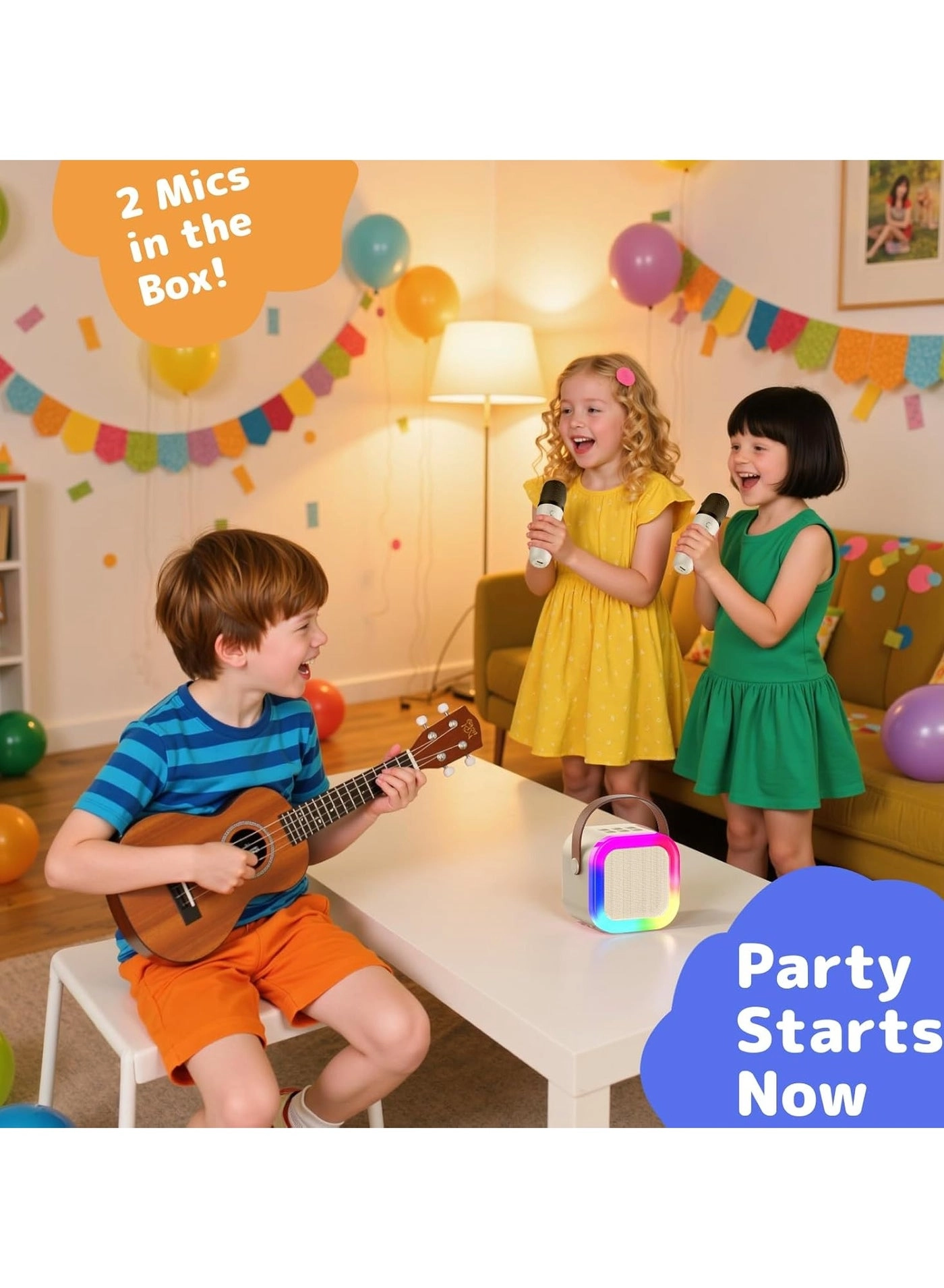 Mini Karaoke Party System - 2 Wireless Microphones