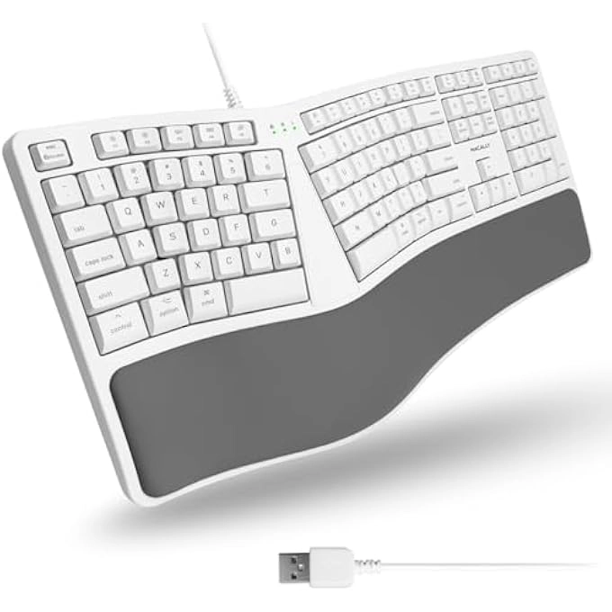 Ergonomic Wireless Rechargeable Bluetooth Keyboard - Wired/Wireless