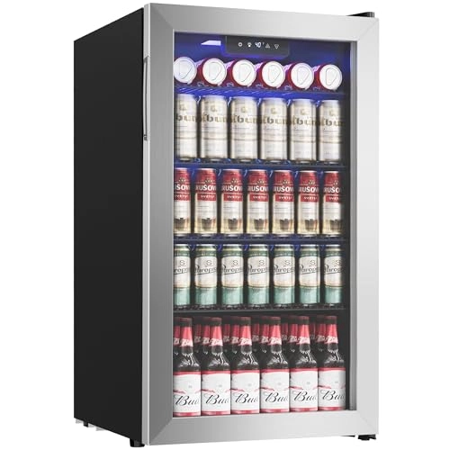 icyglee Beverage Cooler - Mini Glass Door Adjustable Shelves