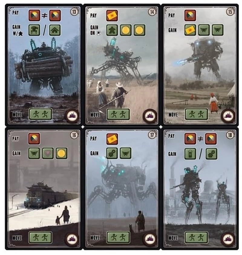 Scythe Target Cards - 13-18 6 cards + Scythe Meetings - 29-42 14 cards + Scythe Factories - 24-27 4 cards + Decap - 1