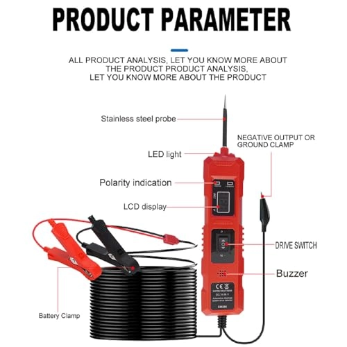 CAR Circuit Tester - 1 to 8 amp 6 to 36V DC 2 Clips