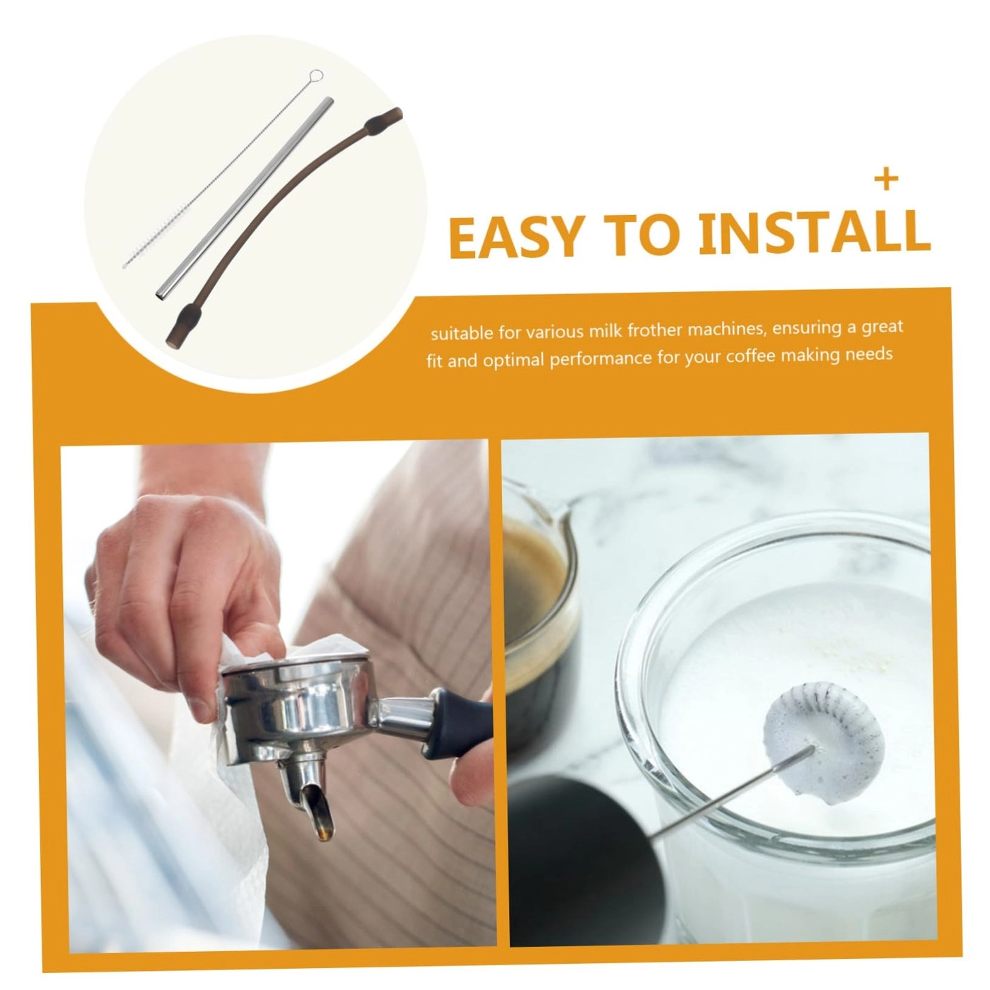 Milk Frother Tube - Silicone Replacement Kit with Brush