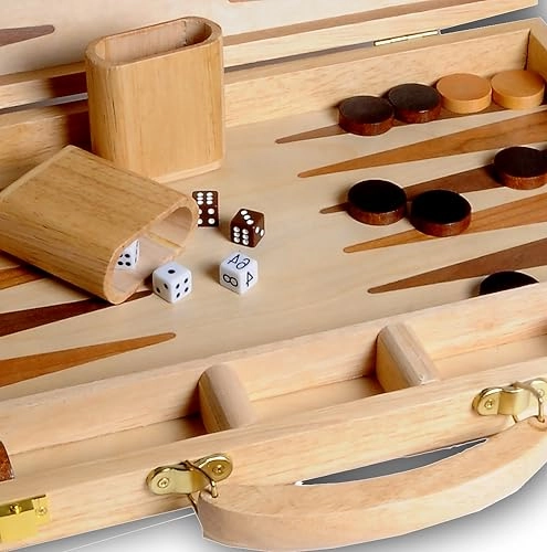 Inlaid Wooden Game Backgammon Set - Brown