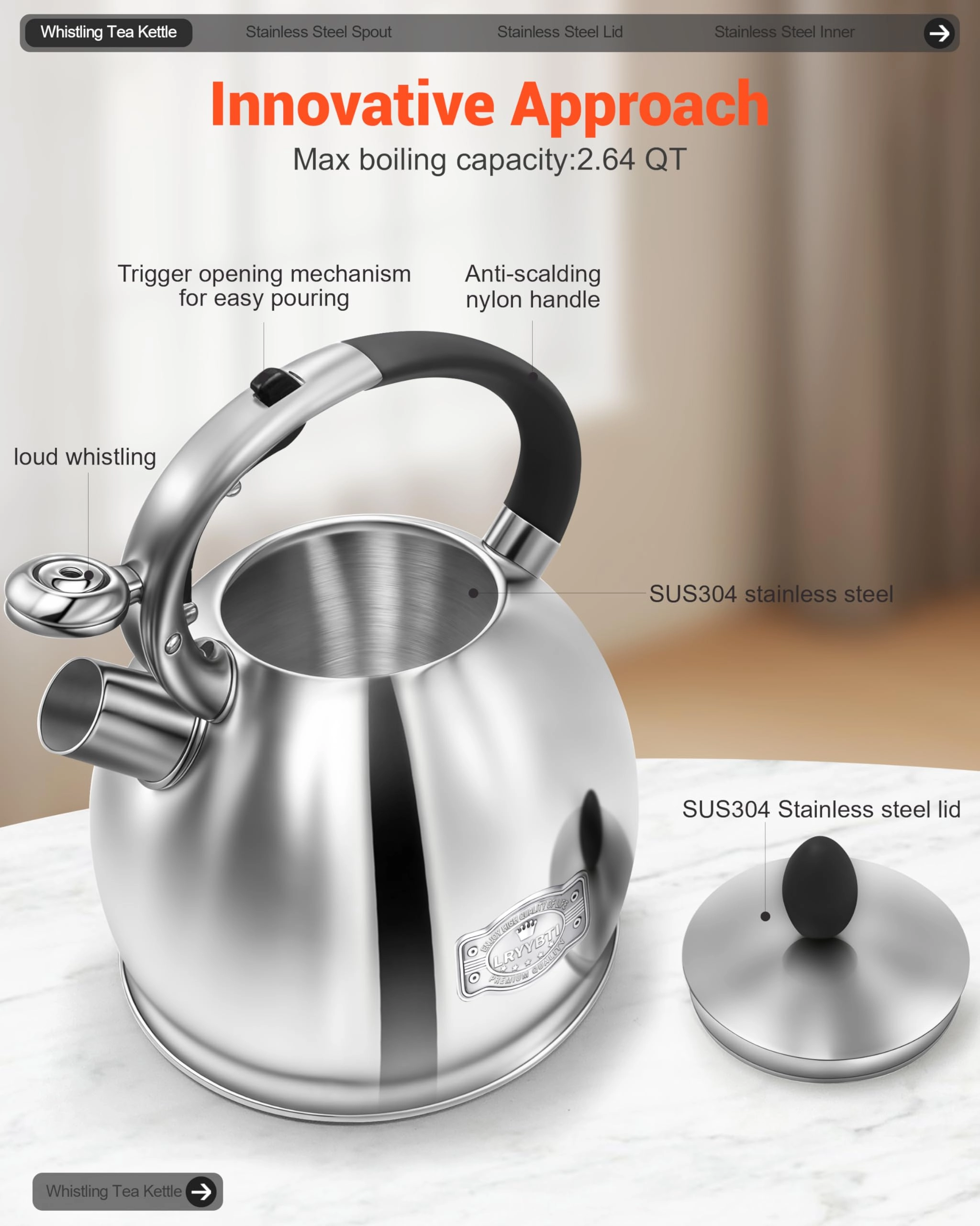 Whistling Tea Kettle - 2.64 Quarts