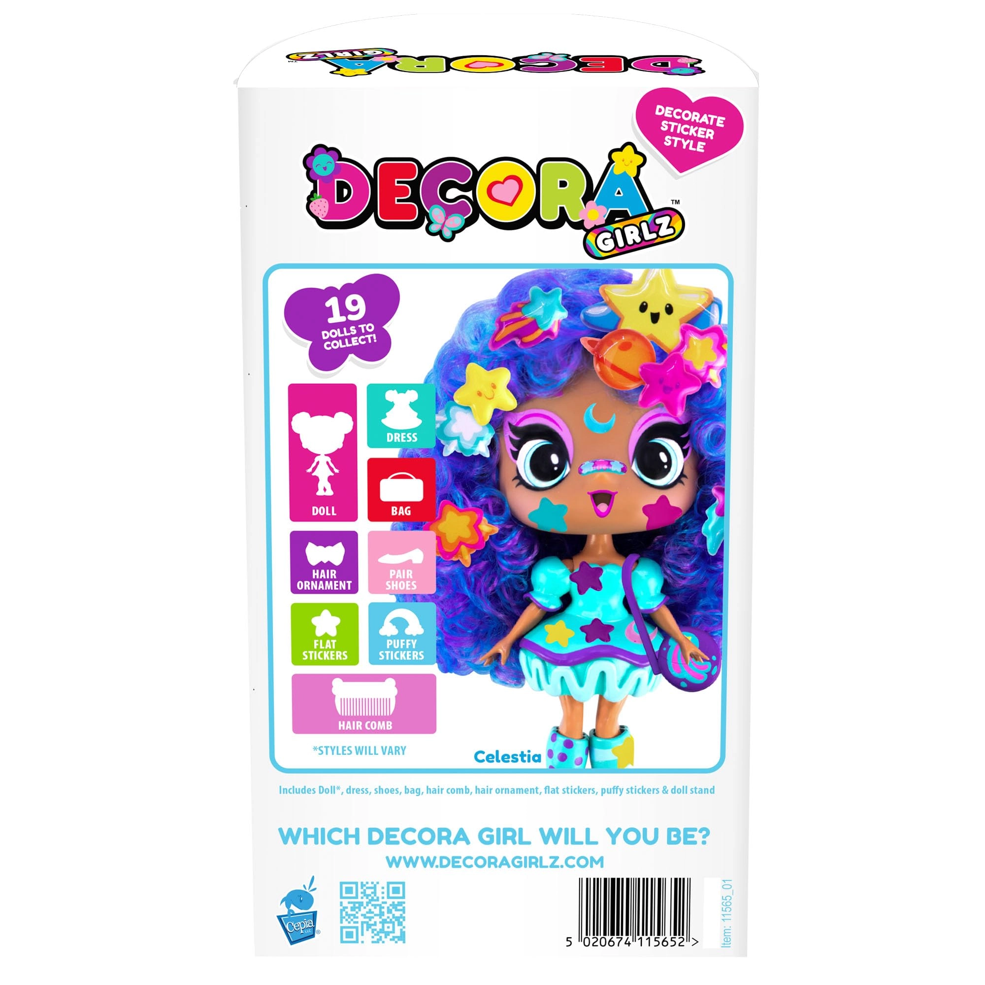 Celestia Fashion Doll - Decora Girlz 5" 44 Accessories Ages 4+