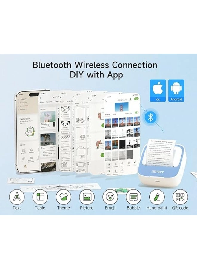 Portable Sticker Maker - Thermal Printer 1 Roll Sticker Paper Blue