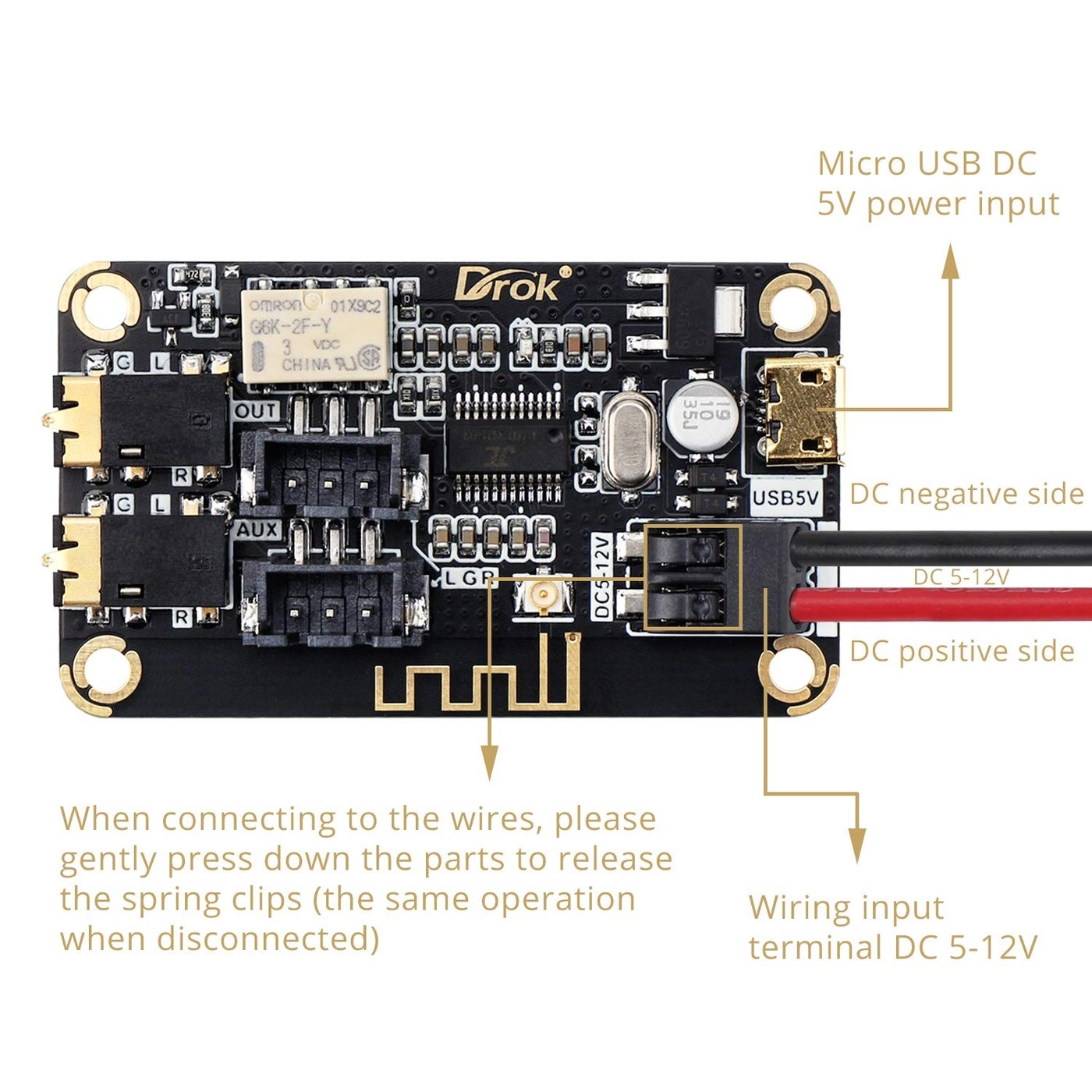 Blue~Tooth Board - 4.2 3.5mm AUX input & 2.54mm 3P AUX input DC 5V-12V