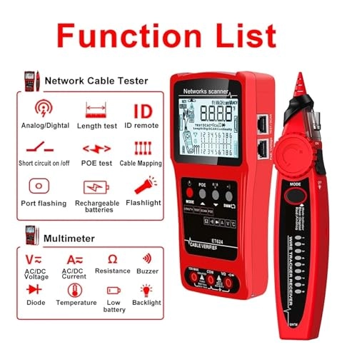Network Cable Tester - 3in1 Multimeter Visual Fault Locator