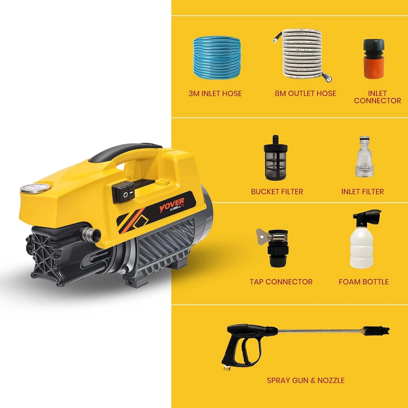 YO1800 - 1800W 120 Bar 65 LMin 8M Hose