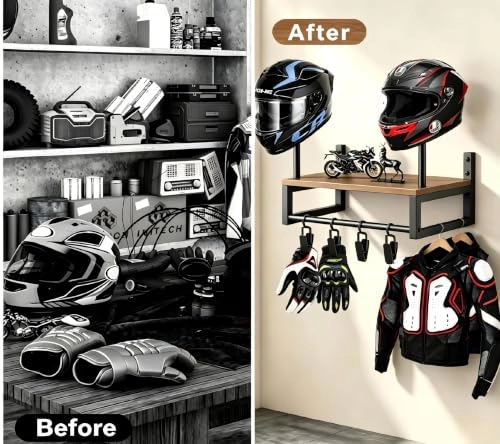 Helmet Holder - Wall Mount 2 Hat Stands