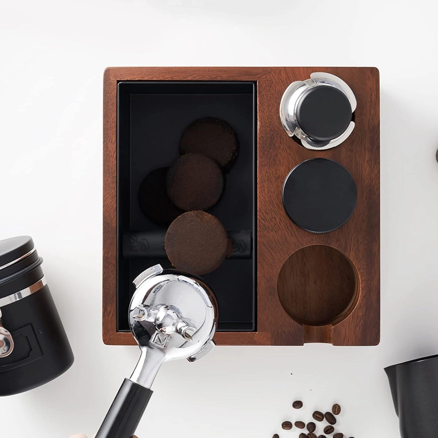 Coffee Tamper Holder - 4 in 1 Espresso Knock Box