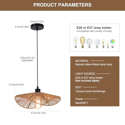 Boho Rattan ceiling light - Dimmable