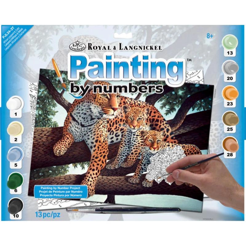 Royal & Langnickel African Leopard and Cubs - 10 Paint Pots, Brush, Board, Pattern