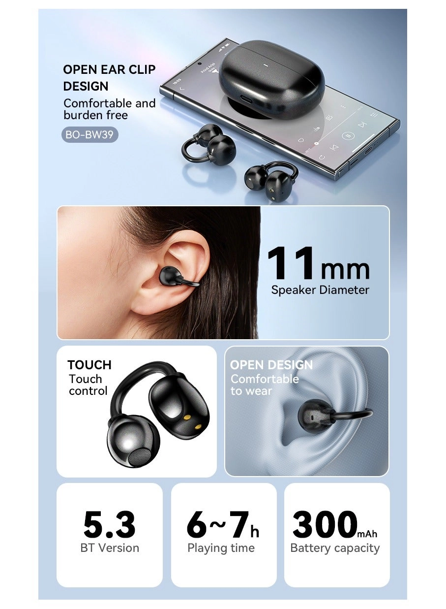 Open Ear Clip-On Earbuds Wireless Earbud