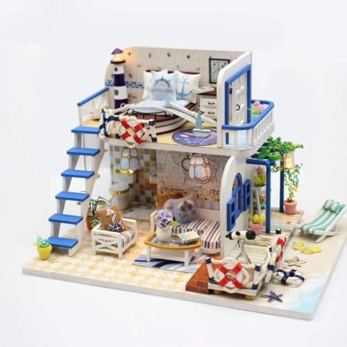 Miniature Dollhouse - Pink LED Lights