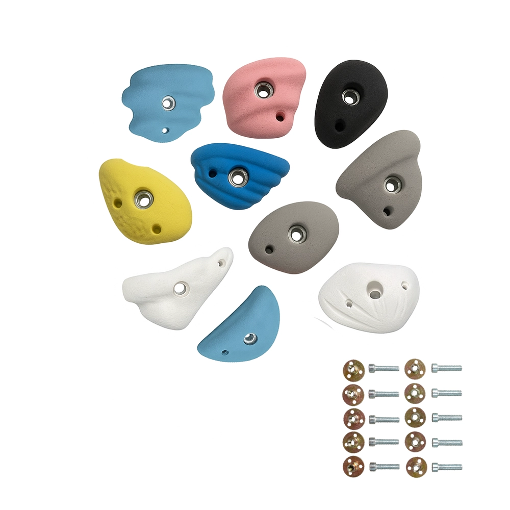 Wooden Climbing Wall - 10 Mix Rock Holds 80 x 180 cm