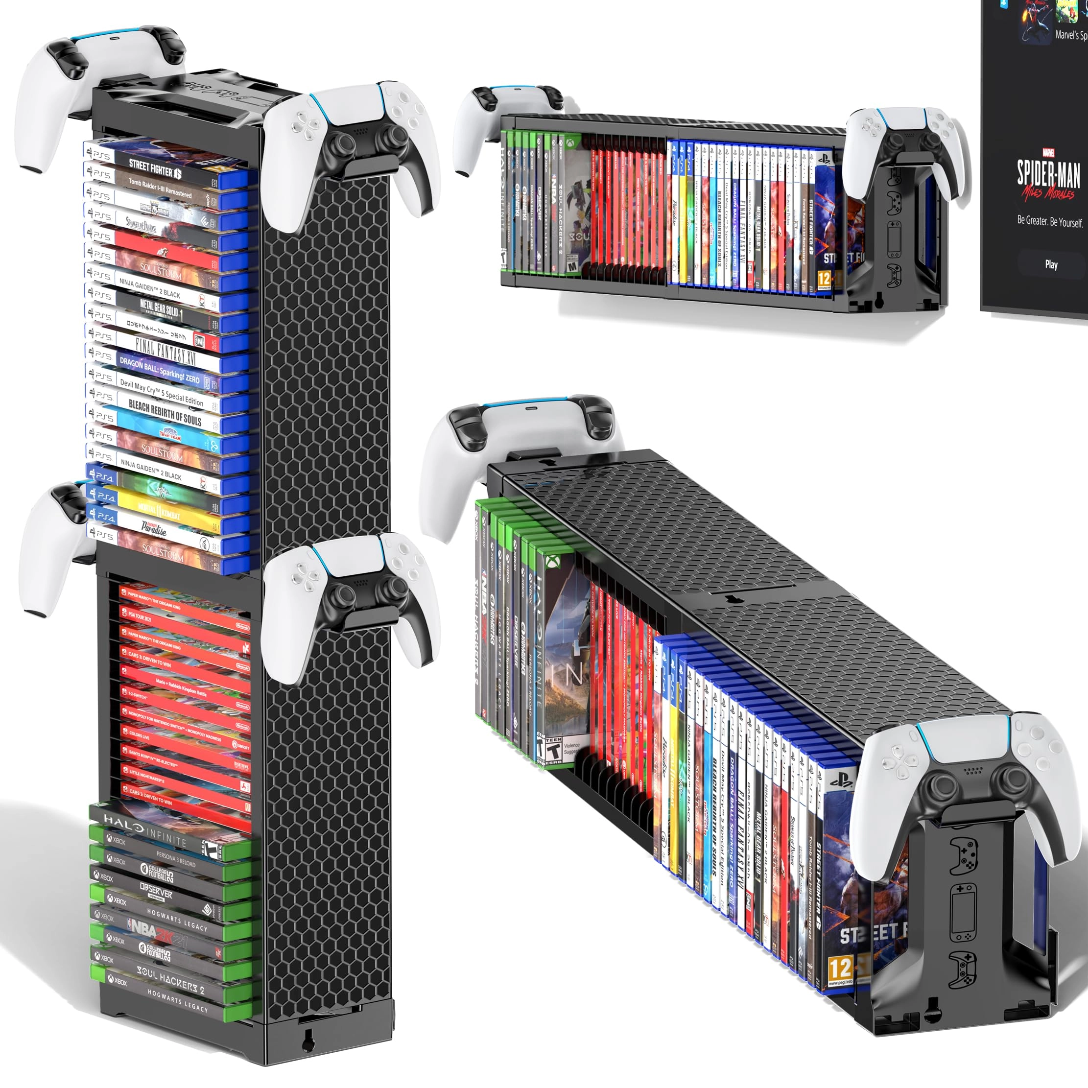 gersker Video Game Storage Tower - 40 Games Controller Holder