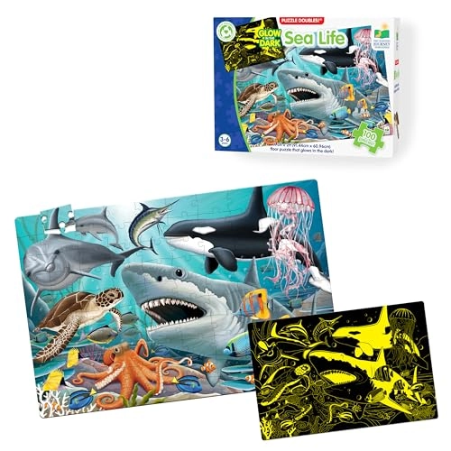 Glow In The Dark Sea Life Floor Puzzle - 3 Years and Above 100 pieces