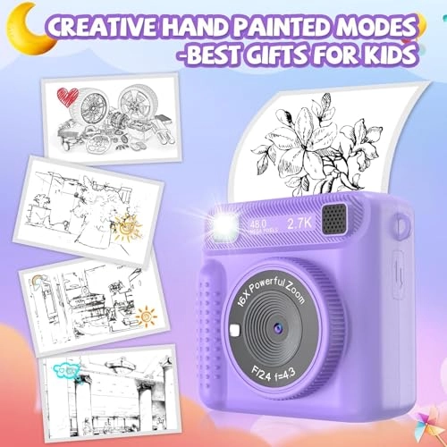 Instant Print Camera - 1080P 32GB Purple