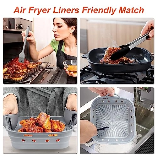 Air Fryer Silicone Mould + Gloves + Oil Brush + Food Clip + Dish Brush - Aluminum, Plastic 7 piece(s)